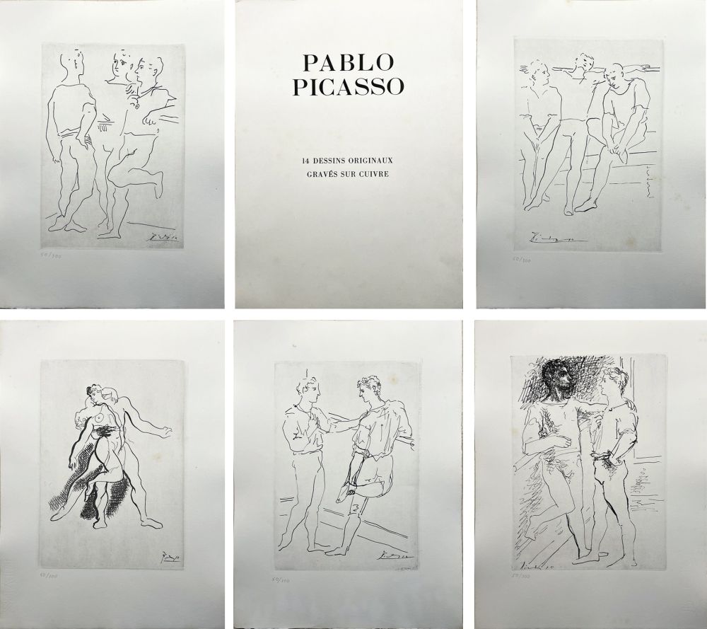 Гравюра Picasso - 14 DESSINS DE PICASSO (Grâce et Mouvement) gravés sur cuivre (1943).‎