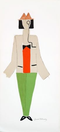 Литография Delaunay - 1921 costume for Dada party in Paris