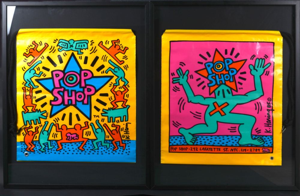 Сериграфия Haring - 2 Pop shop Bag, 1986 - Framed