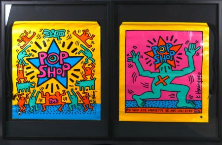 Сериграфия Haring - 2 Pop shop Bag, 1986 - Framed