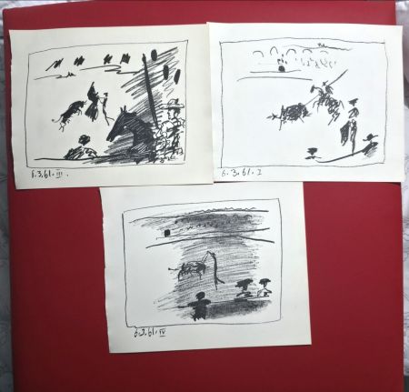 Литография Picasso - A Los Toros Avec Picasso- 3 plates