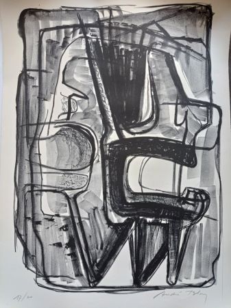 Литография Bloc - Abstract Composition, Large Handsigned Lithograoh, 70-80's