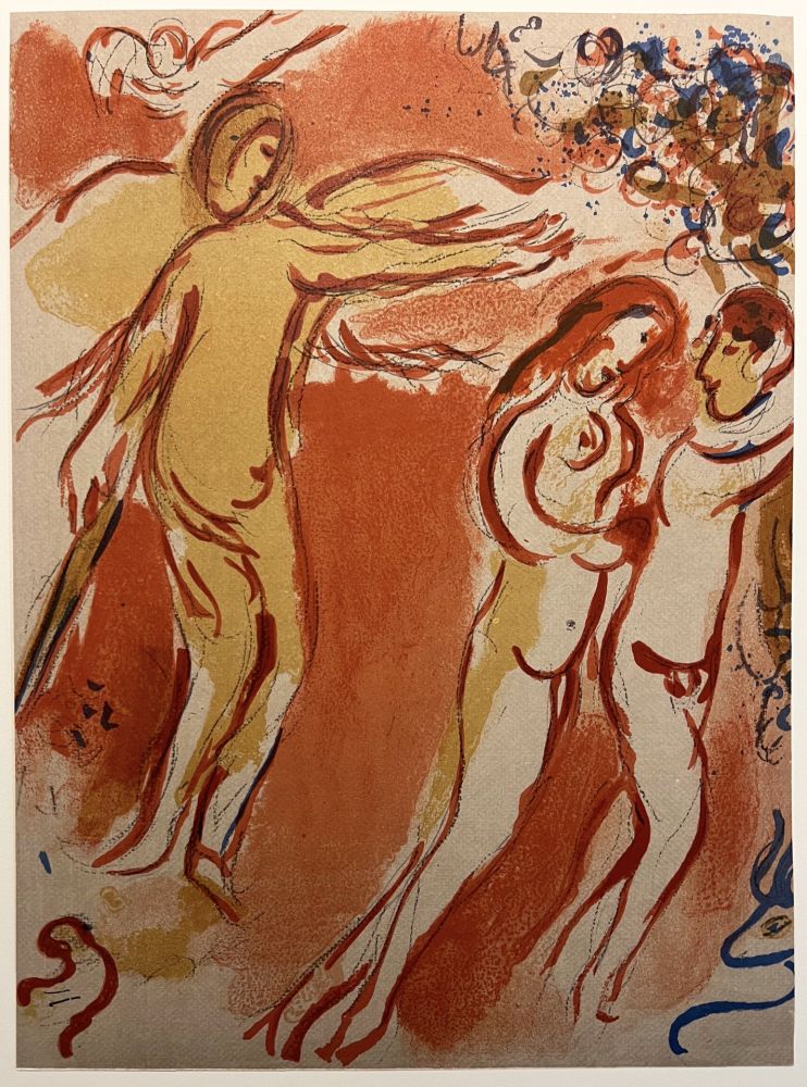 Литография Chagall - ADAM ET ÈVE CHASSÉS DU PARADIS TERRESTRE (Dessins pour la Bible, 1960)