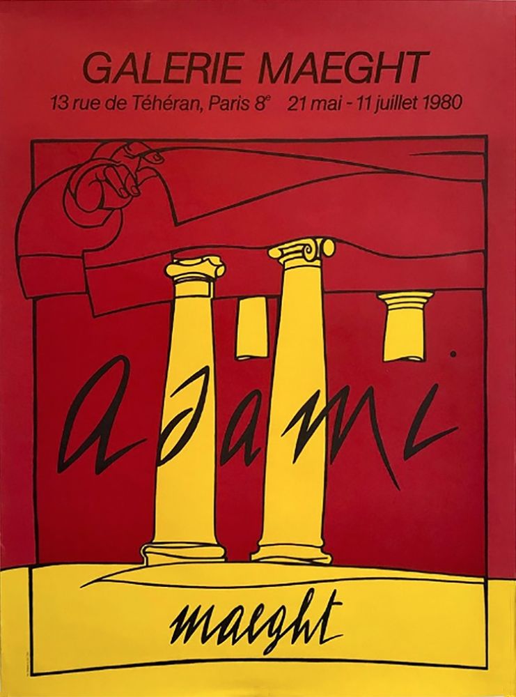 Литография Adami - ADAMI 80 : Affiche en lithographie originale pour l'exposition Galerie Maeght.