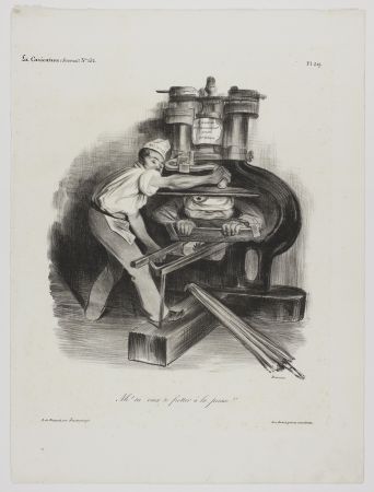 Литография Daumier - Ah! Tu veux te frotter à la presse!! 