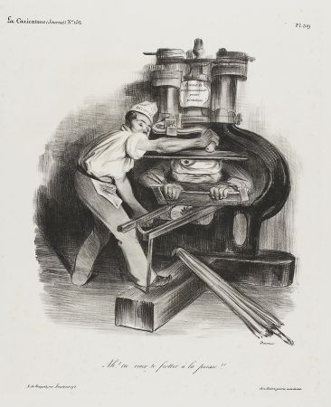 Литография Daumier - Ah! Tu veux te frotter à la presse!!! (Ah! You want to mess with the press!!)