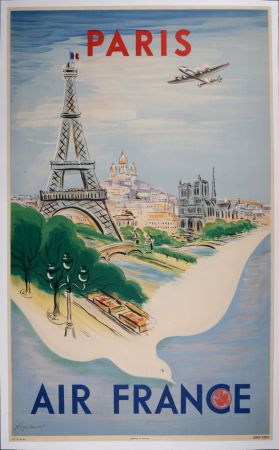 Литография Manset - Air France Paris, vers 1950 - Hand-signed