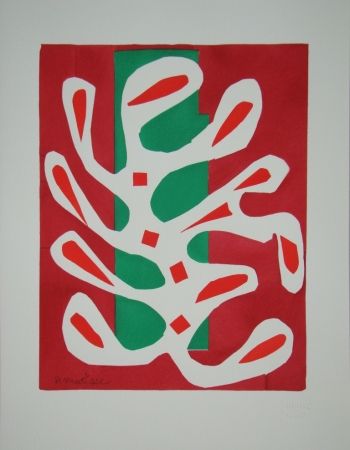 Трафарет Matisse - Algue blanche sur fond rouge et vert