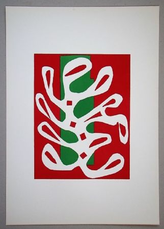 Литография Matisse - Algue sur fond rouge et vert