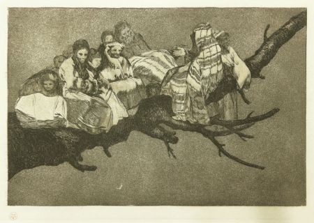 Офорт Goya - Andarse Po Las Ramas; Disparate Ridiculo, (plate 3 from Los Proverbios)