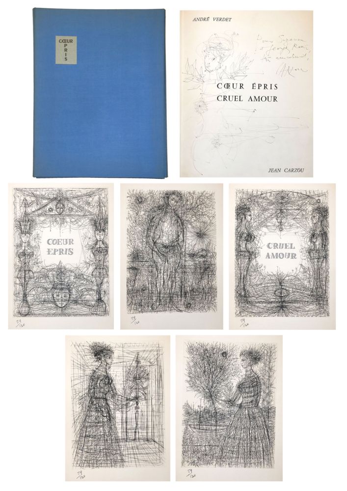 Иллюстрированная Книга Carzou - André VERDET Coeur épris, cruel amour. Pointes sèches originales de Jean Carzou