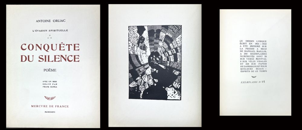 Иллюстрированная Книга Kupka - Antoine Orliac : CONQUÊTE DU SILENCE avec un bois gravé de Frank KUPKA (1936)