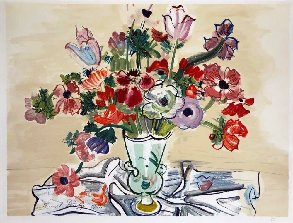 Литография Dufy - ANÉMONES (1942).