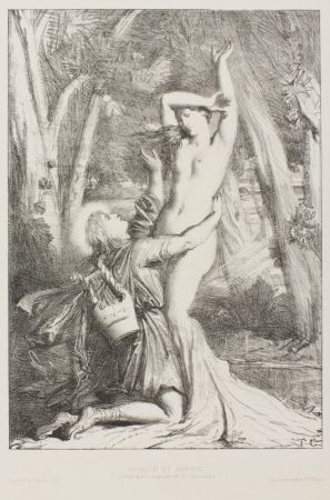 Литография Chassériau - Apollon et Daphne