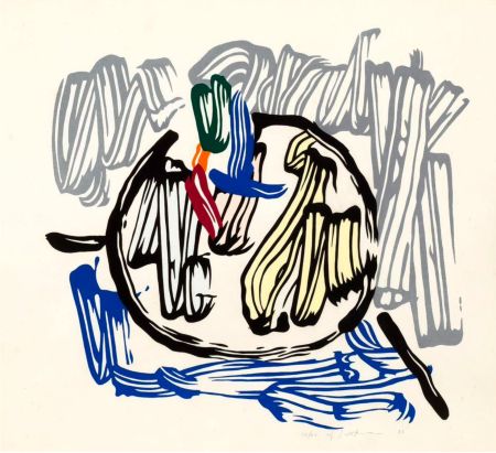 Гравюра На Дереве Lichtenstein - Apple with Gray Background