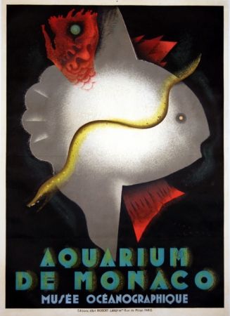Литография Carlu - Aquarium de Monaco