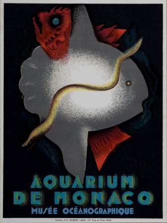 Литография Carlu - Aquarium de Monaco, 1928