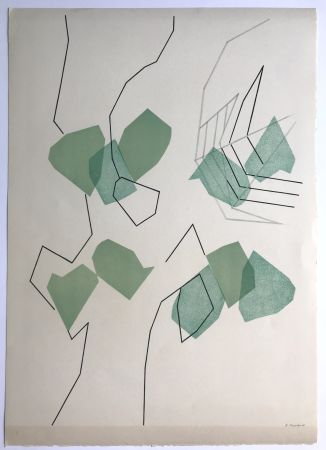 Литография Beaudin - Arbre et feuilles I ( (feuilles évadées)