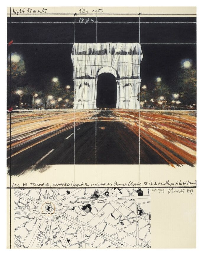 Многоэкземплярное Произведение Christo - Arc de Triomphe, Wrapped, Project for Paris