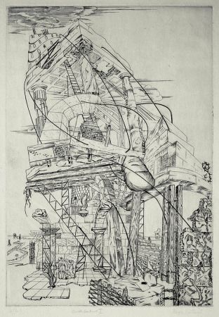 Гравюра Vieillard - Architecture I (Economic Dirigee; The New Deal; The Tower)