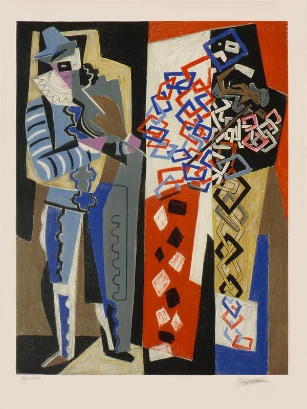 Литография Severini - Arlecchino e Pedrolino