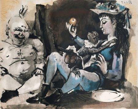 Литография Picasso - Arlequín con mono