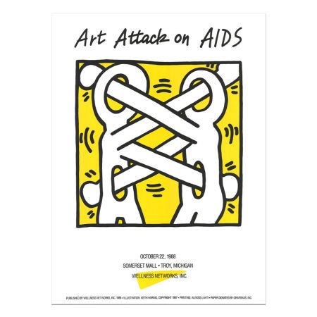 Сериграфия Haring - Art Attack on Aids Vintage Poster