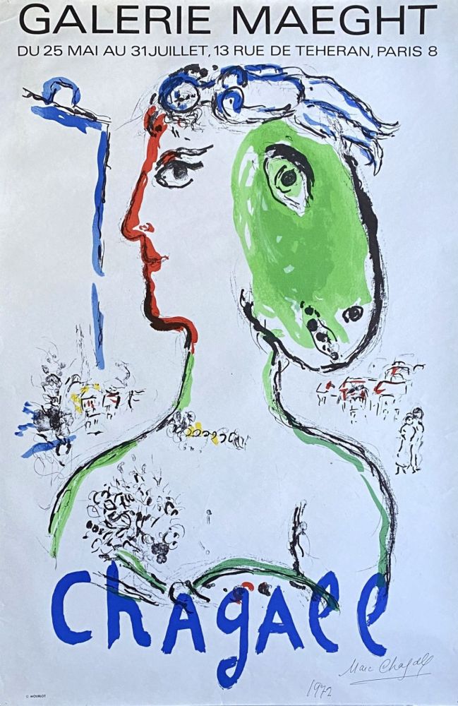 Литография Chagall - Artiste Phénix (signée au stylo)