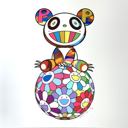 Сериграфия Murakami - Atop a Ball of Flowers, A Panda Cub Sits Properly