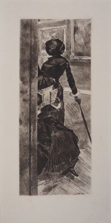 Гравюра Degas - Au Louvre, la peinture, Mary Cassatt