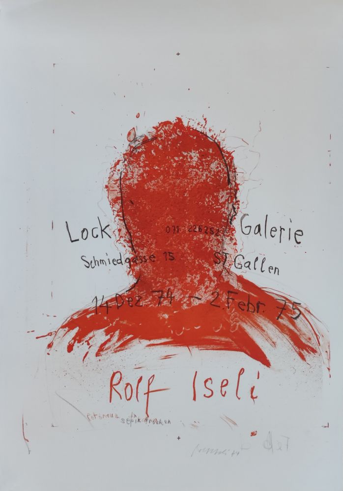 Литография Iseli - Ausstellungsplakat Lock Galerie, St. Gallen, 14.12.1974-2.2.1975.