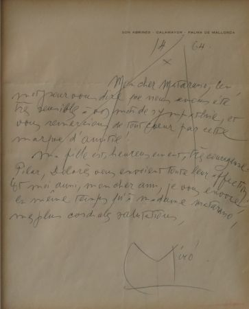 Нет Никаких Технических Miró - Autographed letter