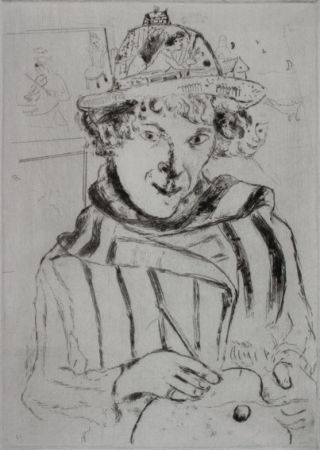 Гравюра Сухой Иглой Chagall - Autoportrait au Chapeau Orné