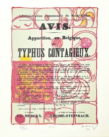 Литография Alechinsky - Avis de typhus