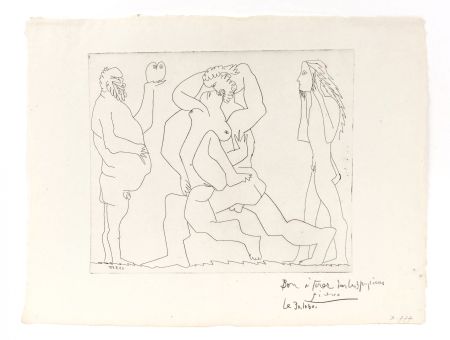 Гравюра Picasso - Bacchanal with Owl and Young Man in a Mask