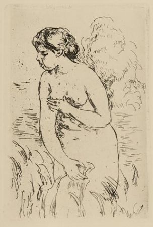 Гравюра Renoir - Baigneuse debout à mi-jambes