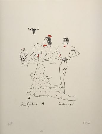 Литография Cocteau - Barcelone