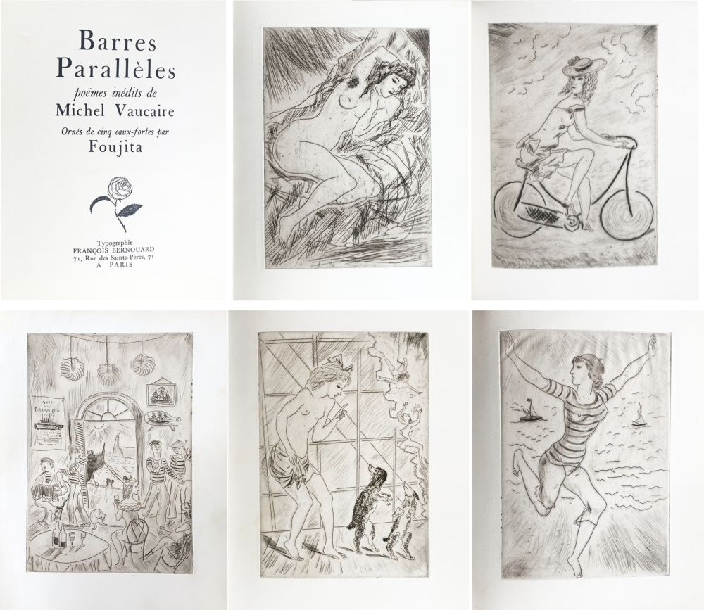 Иллюстрированная Книга Foujita - BARRES PARALLÈLES. 5 eaux-fortes originales de FOUJITA (1927)‎ 