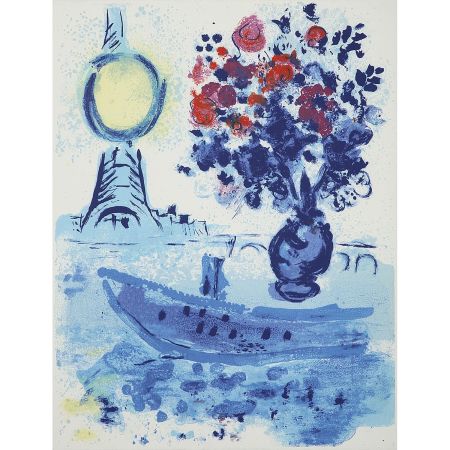 Литография Chagall - Bateau Mouche Au Bouquet