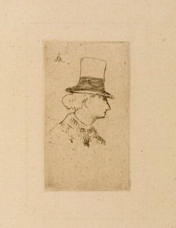 Офорт Manet - Baudelaire de profile en chapeau II
