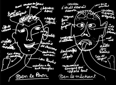 Сериграфия Vautier - '' Ben Le Bon, Ben le Méchant ''