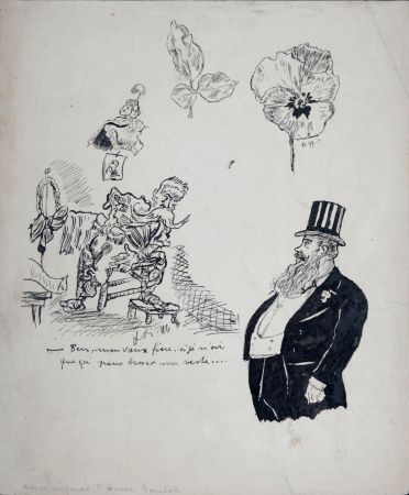 Нет Никаких Технических Boutet - Ben mon vieux frère, si je n'ai que ça pour brosser ma veste..., 1897 - Original drawing (Hand-signed!)