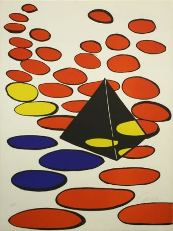 Литография Calder - BLACK PYRAMID WITH CIRCLE 