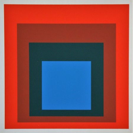 Сериграфия Albers - Blue+darkgreen with 2 reds, 1955