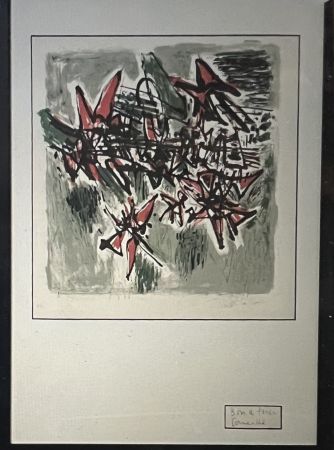 Литография Corneille - BON A TIRER - Encadré - Lithographie Vol d'oiseaux 1960