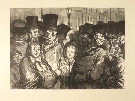 Офорт Daumier - Boulevard du Temple à minuit. Sortant du drame – Sortant des Funambules