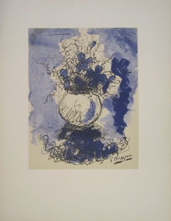 Литография Braque - Bouquet de fleurs à l’aquarelle