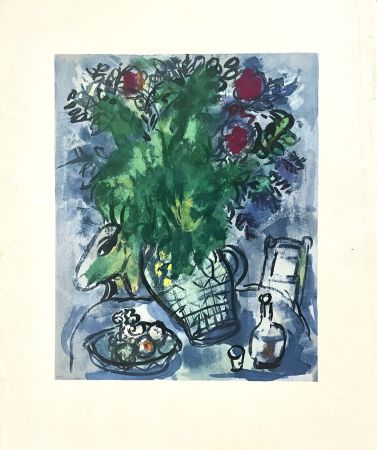 Литография Chagall - Bouquet Fleuri sur Table