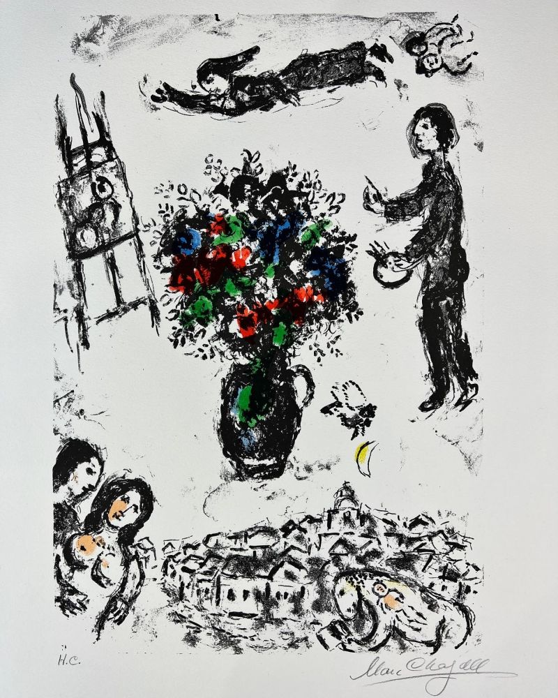 Литография Chagall - BOUQUET SUR LA VILLE