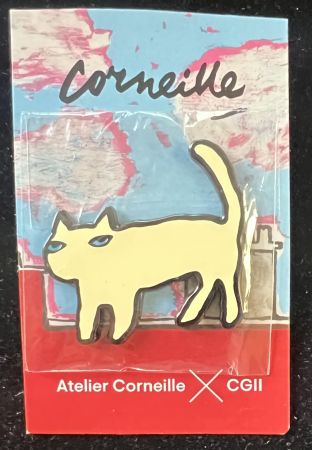 Многоэкземплярное Произведение Corneille -  Broche chat en émail cloisonné - Bijou d'artiste